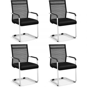 COSTWAY Lot de 4 Chaises de Salles de R&eacute;union Empilables, Chaises Visiteur Ergonomique, Chaises de R&eacute;ception, Chaise d'accueil pour Salle d'Attente,