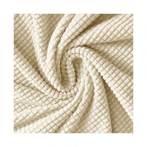 HOUSSE DE CHAISE JACQUARD &Eacute;PAIS CR&Egrave;ME taille L GRAND DOSSIER HAUT 70cm