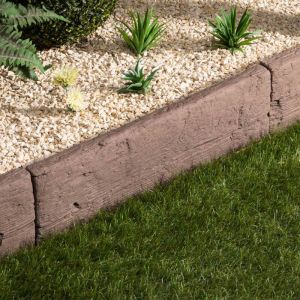 Bordure de jardin B&eacute;ton effet Bois Marron 67x22x4,5 cm (&agrave; l'unit&eacute;) - RO'MA NATURE