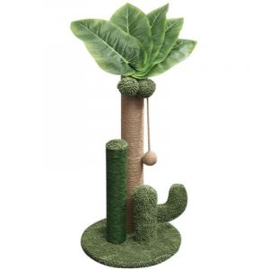 Jusch - Arbre à Chat, 50cm Griffoir pour Chat avec Boules, Sisal Naturel Arbre à Grimper Multi-Niveaux et Base de Couverture en Moquette Douce