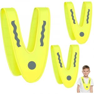 Csparkv - 3 Pièces Gilet de Sécurité Enfant,Gilets Réfléchissants,Gilet Jaune Réfléchissant,Gilet Enfant en Forme de Triangle,Gilet D'avertissement