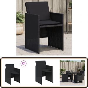 Vidaxl - Chaises de jardin lot de 4 avec coussins noir résine tressée - Chaise De Jardin - Fauteuil De Jardin - Mobilier De Jardin - Résine Tressée
