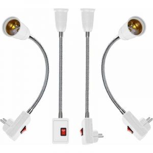 4PCS Porte Lumi&egrave;re de l'Ampoule E27 EU Applique Murale LED &agrave; Brancher Lampe de Travail avec Interrupteur E27 Adaptateur de Lampe Prise Murale