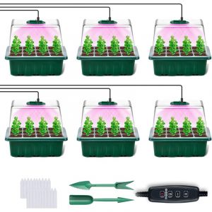 Plaque Semis,Lampe de Croissance pour Semis,Serre Chauffante pour Semis,6 Pi&egrave;ces,pour Une Croissance et Une humidit&eacute; optimales