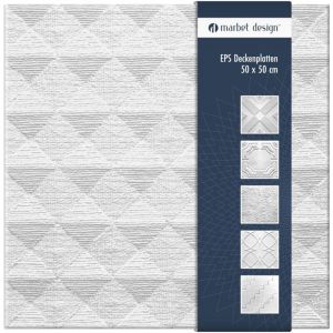 Marbet Design dalles plafond polystyr&egrave;ne EPS blanc 30 d&eacute;cors diff&eacute;rents 50x50cm paquet &eacute;conomique: 10 m&sup2; / 40 plaques, Pyrmont