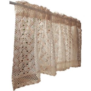 Rideau Brise-bise Vintage en Dentelle Transparente, Style Maison de Campagne Rideau Court Voilage Broderie Crochet D&eacute;coration de Caf&eacute; Bistrot Cuisine