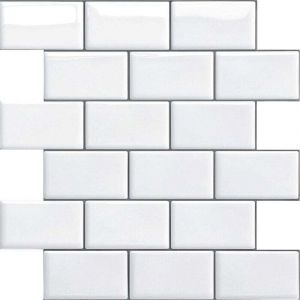 Credence Adh&eacute;sif pour Cuisine Salle de Bain, Faux Carrelage Adh&eacute;sif Mur Blanc Credence Cuisine Adh&eacute;sif, Imperm&eacute;able Metro 3D Carrelage PVC Adh&eacute;sif