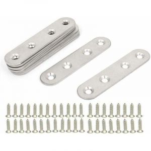 ZVD-&Eacute;querres Plate en Inox,10 pi&egrave;ces Pattes D'assemblage en m&eacute;tal, Supports de Fixation Droits Plats,Plaques M&eacute;talliques Supports D&rsquo;angle Plats, avec