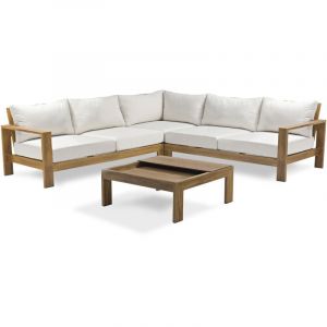 Dcb Garden - majorque - Salon de jardin d'angle 5 places en aluminium effet bois