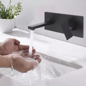 Senderpick - Robinet monocommande mural Robinet mural Robinet de baignoire caché Robinet de lavabo Robinet de salle de bains mural Noir
