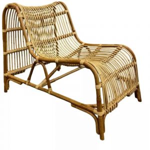 Meubletmoi - Fauteuil lounge de jardin arrondi en rotin naturel tress&eacute; &ndash; jackie
