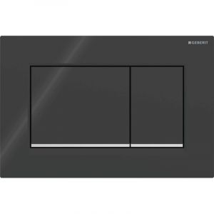 Plaque de d&eacute;clenchement wc Geberit Sigma20 (ex Sigma30) square pour rin&ccedil;agedouble touche: noir, chrom&eacute; brillant (115.883.KM.1)