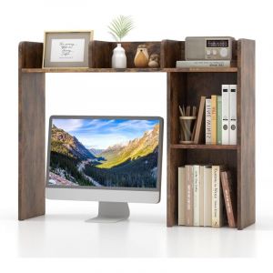 Costway - Bibliothèque, Étagere à Poser sur Meuble avec 5 Compartiments pour Écran 27', Bibliothèque sur Bureau avec 2 Kits Anti-basculement, 25 x 94