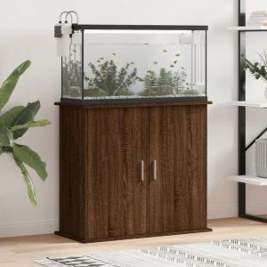 Le Poisson Qui Jardine - Meuble Aquarium Marron Pour 80 x 30 cm. 2 Portes Support solide et stable pour aquariums - Ch&ecirc;ne Fonc&eacute;