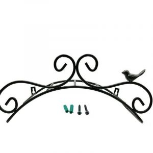 Support Mural en M&eacute;tal pour Tuyau d'Arrosage - Motif d'Oiseau Antique en Fonte, Noir 38,1 x 15,2 cm