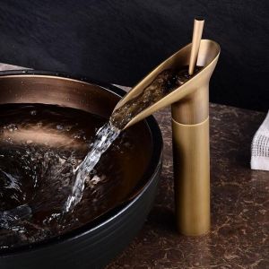 Cyslmuk - Mitigeur de lavabo, mitigeur cascade de salle de bains, mitigeur de lavabo réglable chaud et froid, laiton chromé-robinet lavabo vasque