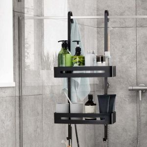 &Eacute;tag&egrave;re de Douche en Aluminium Extra Large 2 Serviteur de Douche sans Per&ccedil;age &agrave; Suspendre Etagere Porte Shampoing Douche Suspenduavec Crochets, pour