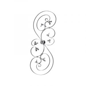 Panneau grande volute, motif feuilles - Hauteur 1000mm Largeur 360mm en plat de 12x6mm - Fer forg&eacute; - &Agrave; souder - DECO FER FORGE