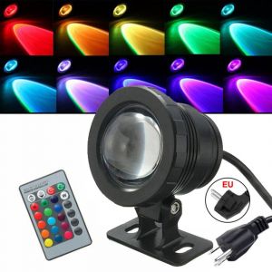 Eclairage sous Marin Spot Fontaine 10W led pour Piscine IP68 étanche en saillie Projecteur sous-Marin (Color : RGB+Remote Control, Size : 85-265V)