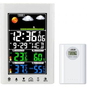 Station m&eacute;t&eacute;o num&eacute;rique avec capteurs de temp&eacute;rature, weather station, d'humidit&eacute;, de vitesse du vent et de pr&eacute;cipitations,Blanc