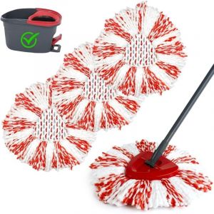 3 PCS Balai Serpill&egrave;re Microfibre Remplacement Compatible avec Vileda 3in1 Turbo EasyWring&Clean Spin Mop System (Rouge)