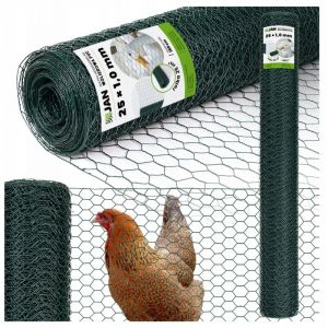 Grillage pour voli&egrave;re, maille hexagonale - 25 mm, galvanis&eacute; + PVC, hauteur 150 cm, rouleau de 25 m, pour poulaillers, voli&egrave;res et &eacute;levages de petits