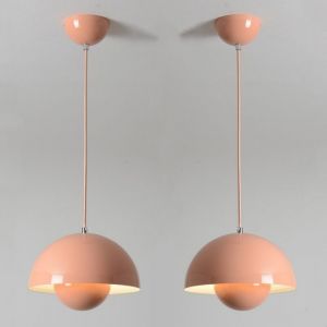 Wottes - Lampe à Suspension Moderne E27 Luminaire Plafonnier Métal Suspension Lustre en Forme de Fleur 2Pcs Rose