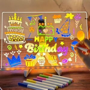 Tableau Acrylique Lumineuse Message led, Tableau D'Affichage led avec Couleurs, Led Message Board, Tableaus D'écriture led, Essuyable, avec