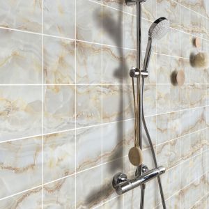 Sticker Mural Carrelage adh&eacute;sif Cuisine Salle de Bain - 30 stickers carreaux de ciment marbre de laguna - 30stickers15x15cm