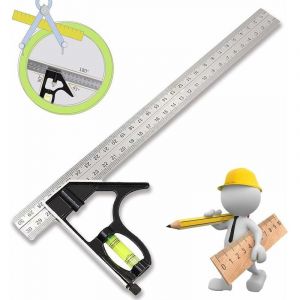 Niveau à bulle Équerre Combinée Combination Square Règle D'angle De Combinaison Réglable Carré D'angle Inoxydable Avec Niveau Bulle - Outil De Mesure
