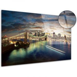 Tableau deco plexiglas coucher de soleil sur New York
