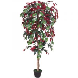 Decovego - Rouge Ficus Benjamina Plante Arbre Artificielle Artificiel 150cm