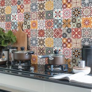 Sticker Mural Carrelage adhésif Cuisine Salle de Bain - 24 stickers carreaux de ciment azulejos sevrinia - 24stickers15x15cm