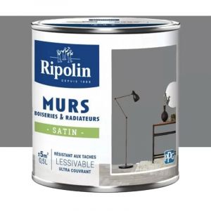Ripolin - Peinture Murs, Boiseries, Radiateurs Satin Gris Ardoise 0,5 l