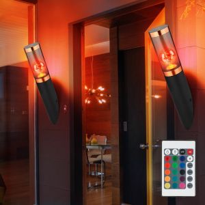 Applique murale dimmable avec t&eacute;l&eacute;commande LED Applique murale ext&eacute;rieure jardin cuivre fum&eacute; Torche ext&eacute;rieure, changement de couleur RGB, noir fum&eacute;,