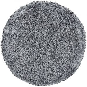 Beliani - Tapis Rond Poil Long Noir et Blanc en Polyester et Coton pour Chambre ou Salon au Style Scandinave &oslash; 140 cm