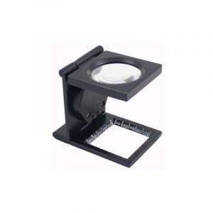 Mowze - 10X led Loupe de Table Compte-Fils en Alliage de Zinc et Verre Pliable avec 2Led Lumière Échelle Loupe de Lecture Grande Lentille pour Maison