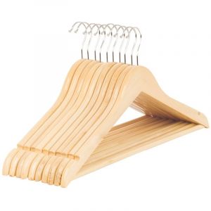 Lot de 5 cintres en bois massif - Barre antid&eacute;rapante pour pantalons - Portant rotatif &agrave; 360&deg; - Cintre en bois de haute qualit&eacute; - Armoire