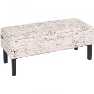 HHG - Banc/coffre de rangement Renens, 95x36x44, tissu, motif &eacute;criture