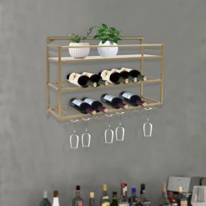 Senderpick - tag&egrave;re &agrave; vin murale &agrave; 3 niveaux 80 x 25 x 55 cm, support pour bouteilles de vin, &eacute;tag&egrave;re, armoire &agrave; vin, support pour verres &agrave; vin,