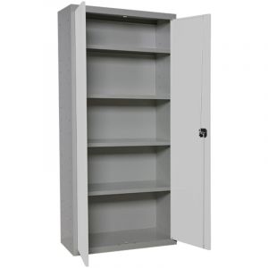 Simonrack - Armoire M&eacute;tallique Balai 1800x600x400 mm, 2 Porte, 4 &Eacute;tag&egrave;res, Gris/Blanc - Simonlocker