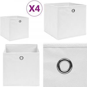 Vidaxl - Boîtes de rangement 4 pcs Tissu intissé 28x28x28 cm Blanc - boîte de rangement - boîtes de rangement - Home & Living - Blanc
