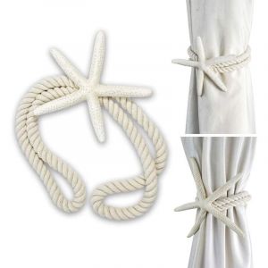Lot de 2 embrasses de rideaux en corde tiss&eacute;e &agrave; la main en forme d'&eacute;toile de mer pour d&eacute;coration de fen&ecirc;tre de chambre &agrave; coucher, belle, exquise et