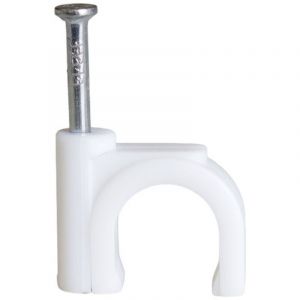 Collier de fixation c&acirc;ble avec clou 4 mm blanc &ndash; lot de 100 &ndash; HOROZ