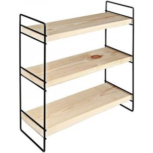Toscohome - Etagère 40x40 cm avec trois étagères couleur bois et structure métallique noire - Hobby