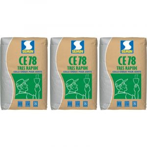 Enduit pour Joints de Plaques de Plâtre Semin ce 78 - Temps de Prise 1/2 Heure - Sac de 25 kg (Lot de 3)