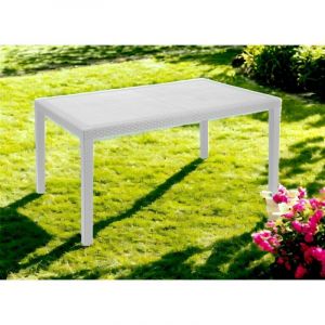 Progarden - Table de jardin rectangulaire, Made in Italy, 138x78x72 cm, couleur Blanc