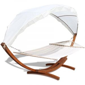 Swanew Hamac avec support 210 x 150 cm Structure en Bois Blanc