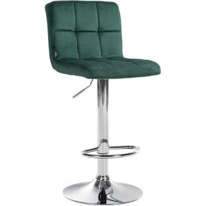 CLP - Tabouret de bar P&eacute;rou velours Vert Chrome