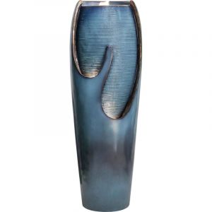 Fontaine murale en verre 29x34,5x98cm pour d&eacute;coration int&eacute;rieure et ext&eacute;rieure - Cascade d'eau &eacute;l&eacute;gante pour jardin et patio - Turquoise